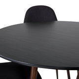 Kulatý stůl Plaza 100 cm - Černá deska - Ořechové nohy+Jídelní židle Polar - Ořechové nohy - Černá Fabric_4