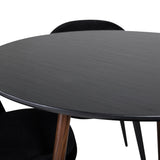 Kulatý stůl Plaza 100 cm - Černá deska - Ořechové nohy+Sametová jídelní židle - Černá / Černá_4