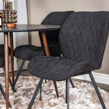 Kulatý stůl Plaza 100 cm - Černá deska - Ořechové nohy+Jídelní židle Gemma - Černé nohy - Černá Fabric_4