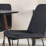 Kulatý stůl Plaza 100 cm - Černá deska - Ořechové nohy+Muce Jídelní židle - Černé nohy - Černá Fabric_4