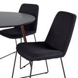 Kulatý stůl Plaza 100 cm - Černá deska - Ořechové nohy+Muce Jídelní židle - Černé nohy - Černá Fabric_4