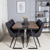 Jídelní stůl v Jakartě. 200*90*H75 - Tmavý teak / Black+Velvet Deluxe Jídelní židle - Černé nohy - Black Fabric_6