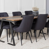 Jídelní stůl v Jakartě. 200*90*H75 - Tmavý teak / Black+Velvet Deluxe Jídelní židle - Černé nohy - Black Fabric_6