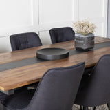 Jídelní stůl v Jakartě. 200*90*H75 - Tmavý teak / Black+Velvet Deluxe Jídelní židle - Černé nohy - Black Fabric_6