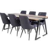 Jídelní stůl v Jakartě. 200*90*H75 - Tmavý teak / Black+Velvet Deluxe Jídelní židle - Černé nohy - Black Fabric_6