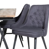 Jídelní stůl v Jakartě. 200*90*H75 - Tmavý teak / Black+Velvet Deluxe Jídelní židle - Černé nohy - Black Fabric_6