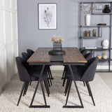 Jídelní stůl v Jakartě. 200*90*H75 - Tmavý týk / Černá+Sametová jídelní židle - Černé nohy- Black Fabric_6