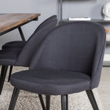 Jídelní stůl v Jakartě. 200*90*H75 - Tmavý týk / Černá+Sametová jídelní židle - Černé nohy- Black Fabric_6