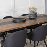 Jídelní stůl v Jakartě. 200*90*H75 - Tmavý týk / Černá+Sametová jídelní židle - Černé nohy- Black Fabric_6