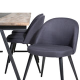 Jídelní stůl v Jakartě. 200*90*H75 - Tmavý týk / Černá+Sametová jídelní židle - Černé nohy- Black Fabric_6