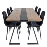 Jídelní stůl v Jakartě. 200*90*H75 - Tmavý teak / Černá+Polar Diamond Jídelní židle - Černé nohy - Black Velvet_6