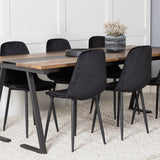 Jídelní stůl v Jakartě. 200*90*H75 - Tmavý teak / Černá+Polar Diamond Jídelní židle - Černé nohy - Black Velvet_6