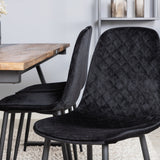 Jídelní stůl v Jakartě. 200*90*H75 - Tmavý teak / Černá+Polar Diamond Jídelní židle - Černé nohy - Black Velvet_6