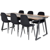 Jídelní stůl v Jakartě. 200*90*H75 - Tmavý teak / Černá+Polar Diamond Jídelní židle - Černé nohy - Black Velvet_6