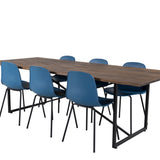 Jídelní stůl Padang - 250*100*H76 - Tmavý teak / Černá+Arktická jídelní židle - Černé nohy - Modrý plast_6