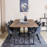 Jídelní stůl Padang - 250*100*H76 - Tmavý teak / Černá+Velvetová jídelní židle - Black Flower fabric_6