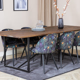 Jídelní stůl Padang - 250*100*H76 - Tmavý teak / Černá+Velvetová jídelní židle - Black Flower fabric_6