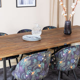 Jídelní stůl Padang - 250*100*H76 - Tmavý teak / Černá+Velvetová jídelní židle - Black Flower fabric_6
