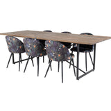 Jídelní stůl Padang - 250*100*H76 - Tmavý teak / Černá+Velvetová jídelní židle - Black Flower fabric_6
