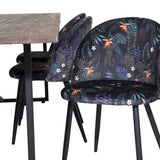 Jídelní stůl Padang - 250*100*H76 - Tmavý teak / Černá+Velvetová jídelní židle - Black Flower fabric_6