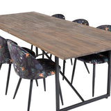 Jídelní stůl Padang - 250*100*H76 - Tmavý teak / Černá+Velvetová jídelní židle - Black Flower fabric_6