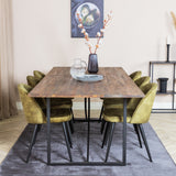 Jídelní stůl Padang - 250*100*H76 - Tmavý týk / Black+Velvet Jídelní křeslo - Černé nohy - Dusty Green Velvet_6
