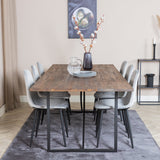 Jídelní stůl Padang - 250*100*H76 - Tmavý teak / Černá+Polar Diamond Jídelní židle - Černé nohy - Šedá Velvet_6