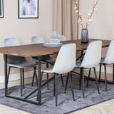 Jídelní stůl Padang - 250*100*H76 - Tmavý teak / Černá+Polar Diamond Jídelní židle - Černé nohy - Šedá Velvet_6
