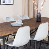 Jídelní stůl Padang - 250*100*H76 - Tmavý teak / Černá+Polar Diamond Jídelní židle - Černé nohy - Šedá Velvet_6