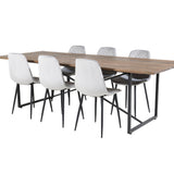Jídelní stůl Padang - 250*100*H76 - Tmavý teak / Černá+Polar Diamond Jídelní židle - Černé nohy - Šedá Velvet_6