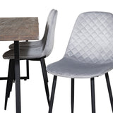 Jídelní stůl Padang - 250*100*H76 - Tmavý teak / Černá+Polar Diamond Jídelní židle - Černé nohy - Šedá Velvet_6