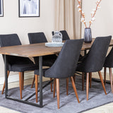 Jídelní stůl Padang - 250*100*H76 - Tmavý teak / Černá+Leone Jídelní židle - Ořechové nohy - Černá Fabric_6