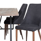 Jídelní stůl Padang - 250*100*H76 - Tmavý teak / Černá+Leone Jídelní židle - Ořechové nohy - Černá Fabric_6