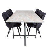 Jídelní stůl Jepara - 250*100*H76 - Šedá /Černá+Velvetová luxusní jídelní židle - Černé nohy - Černá Fabric_6
