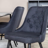 Jídelní stůl Jepara - 250*100*H76 - Šedá /Černá+Velvetová luxusní jídelní židle - Černé nohy - Černá Fabric_6