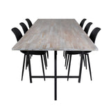 Jídelní stůl Jepara - 250*100*H76 - Šedá /Černá+Polar Plastová jídelní židle - Černé nohy / Černý Plast_6