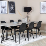 Jídelní stůl Jepara - 250*100*H76 - Šedá /Černá+Polar Plastová jídelní židle - Černé nohy / Černý Plast_6