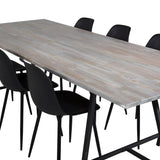 Jídelní stůl Jepara - 250*100*H76 - Šedá /Černá+Polar Plastová jídelní židle - Černé nohy / Černý Plast_6