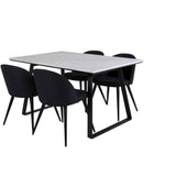 Jídelní stůl Estelle 140*90 - Bílá / Černá + Sametová jídelní židle - Černé nohy - Černá Fabric_4