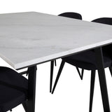Jídelní stůl Estelle 140*90 - Bílá / Černá + Sametová jídelní židle - Černé nohy - Černá Fabric_4