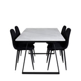 Jídelní stůl Estelle 140*90 - Bílá / Černá + Polar Diamond Jídelní židle - Černé nohy - Black Velvet_4