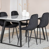 Jídelní stůl Estelle 140*90 - Bílá / Černá + Polar Diamond Jídelní židle - Černé nohy - Black Velvet_4