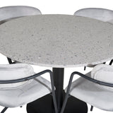 Jídelní stůl Razzia ø106 cm - Šedá / Černá + Slim jídelní židle s vysokým opěradlem - Černé nohy - Černá PU_4