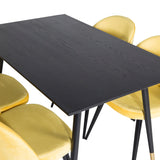 Jídelní stůl Dipp - 120 cm - Černá dýha - Černé nohy š. Mosazný dipp+Velvet Jídelní Židle - Žlutá / Černá_4