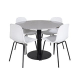 Razzia Jídelní stůl ø106cm - Šedá / Černá + Jídelní židle Arctic - Černé nohy - Bílý Plast_4