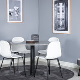Razzia Jídelní stůl ø106cm - Šedá / Černá + Jídelní židle Arctic - Černé nohy - Bílý Plast_4