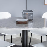 Razzia Jídelní stůl ø106cm - Šedá / Černá + Jídelní židle Arctic - Černé nohy - Bílý Plast_4