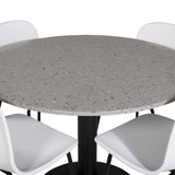 Razzia Jídelní stůl ø106cm - Šedá / Černá + Jídelní židle Arctic - Černé nohy - Bílý Plast_4