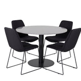 Jídelní stůl Razzia ø106 cm - Šedá / Černá + Muce Jídelní židle - Černé nohy - Černá Fabric_4