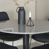 Jídelní stůl Razzia ø106 cm - Šedá / Černá + Muce Jídelní židle - Černé nohy - Černá Fabric_4